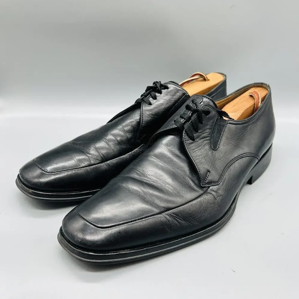 Bruno Magli Shoes Mens 12 Black Leather Ranuncolo Derby Oxford Dress Apron Toe